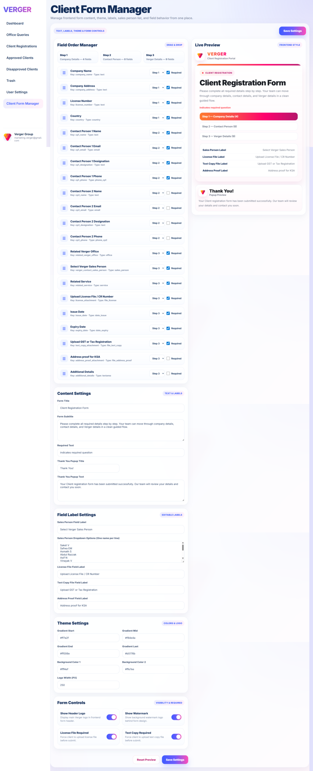 Client Form Manager