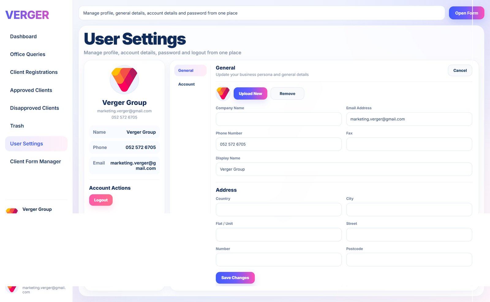 User Settings