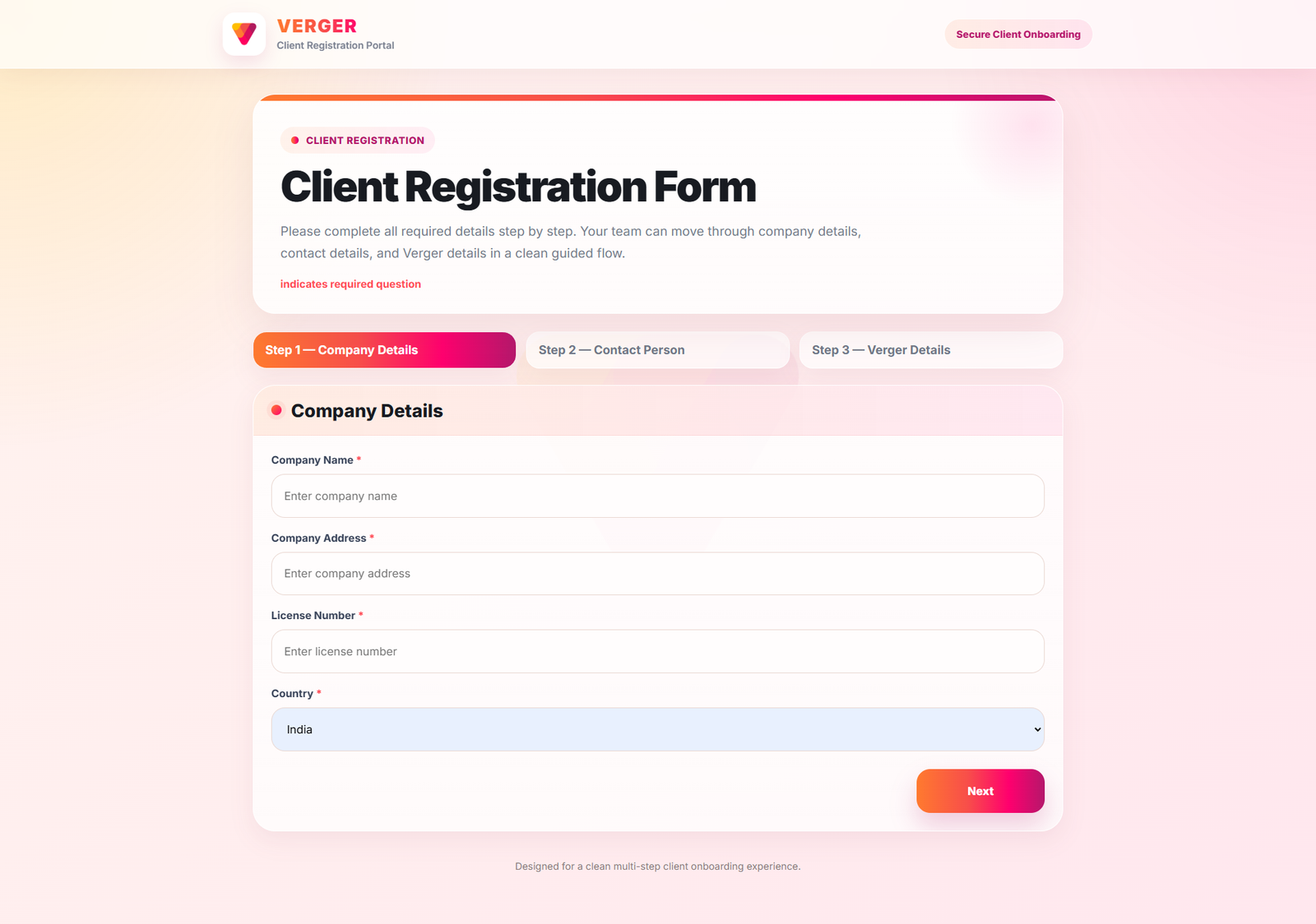 Company Details Form